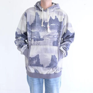 Urban Outfitters BDG Southwestern Horses Print Hoodie Grey & Lavender Size XL